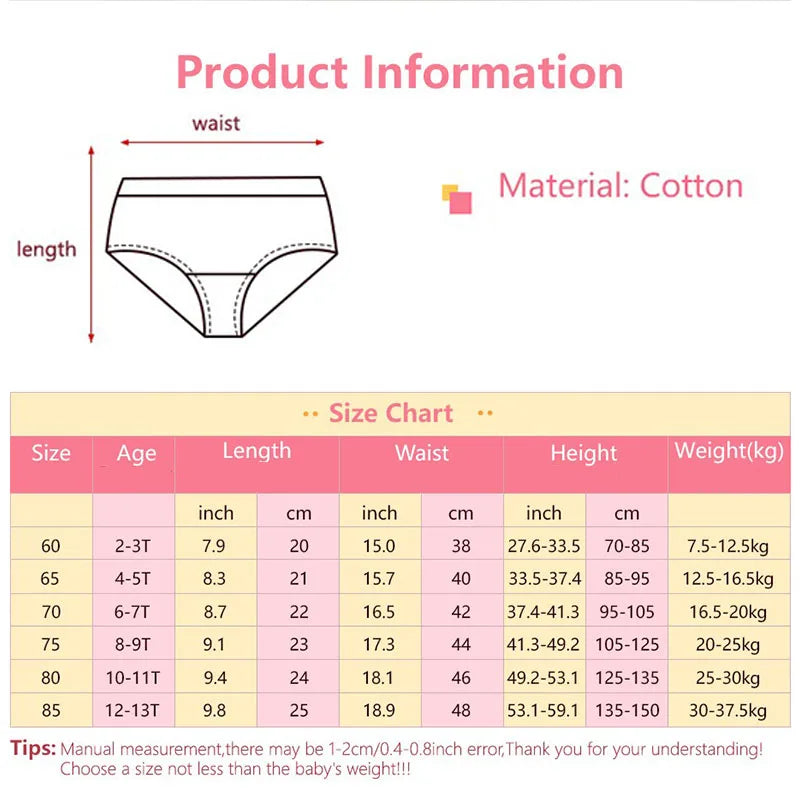 5/10 Pieces Girls Briefs Random Cartoon Patterns Cute Girls Panties Cotton Toddlers Briefs Soft Children Triangle Underwear