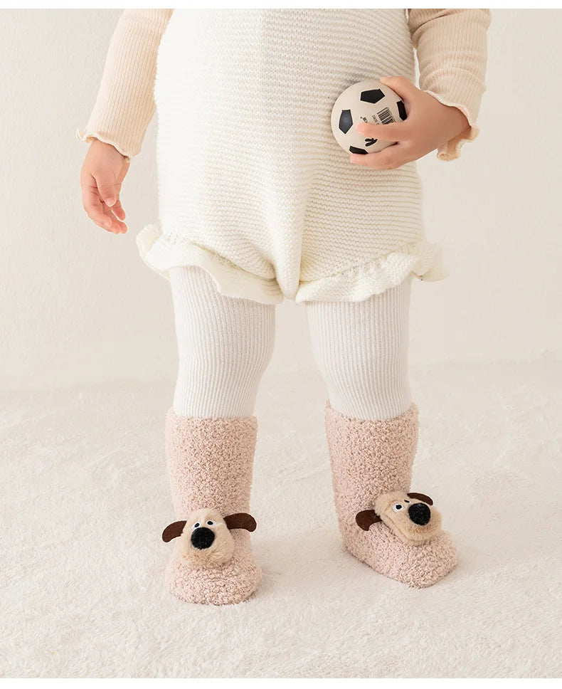 3 Pairs/Lot Baby Floor Socks Non-Slip Sole Kids Socks Cute Cartoon Winter Warm Toddler Socks For Boys And Girls