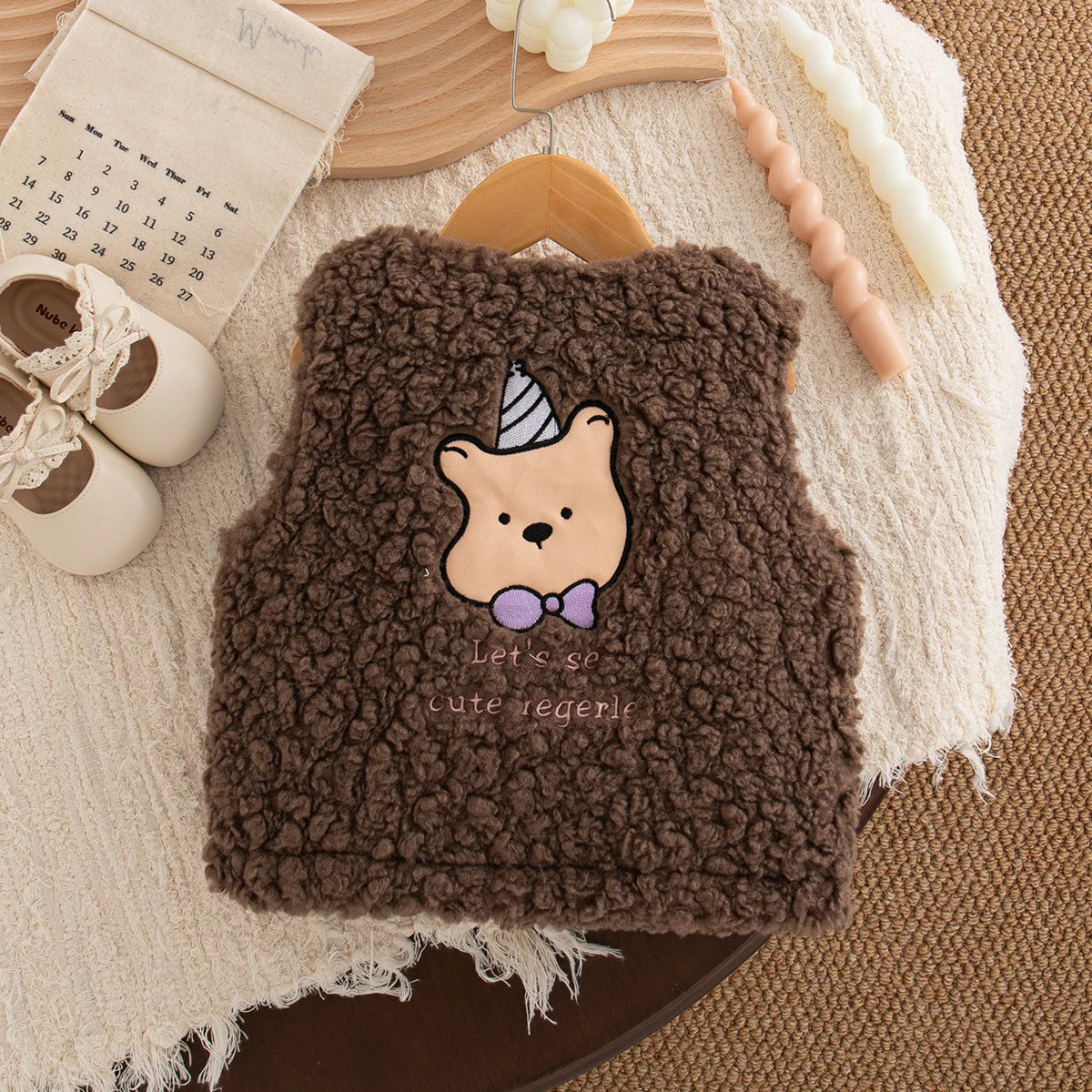 Autumn And Winter New Cute Cartoon Baby Girl Vest Coat, Thick And Warm Children'S Clothing For Babies Aged 9 Months To 4 Years