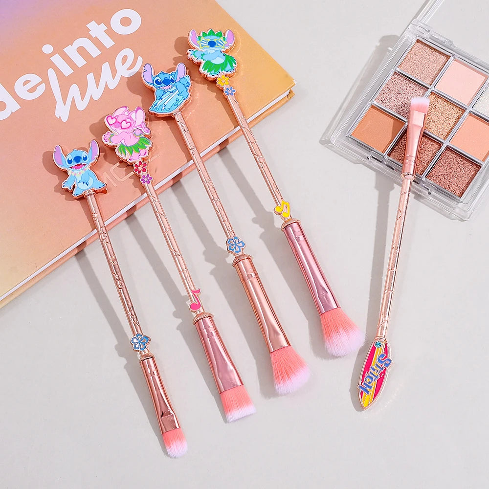 5pcs Summer Limited Stitch Makeup Brush Set Cartoon Doll Eyeshadow Brush Creative Makeup Tools Holiday Gifts for Girls