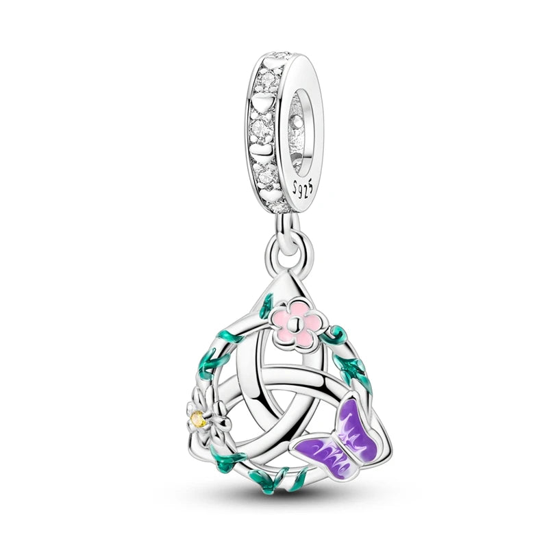 925 Sterling Silver Original Celtic Knots Charms Bead Earrings Ring Bracelet Necklace Series Jewelry Set For Women Men DIY Gift