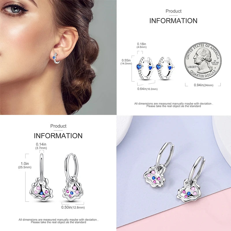 925 Sterling Silver Pave U Shape Heart Eardrop Earrings Hoop Earrings For Women Wedding Engagement For Girlfriend Birthday Gift