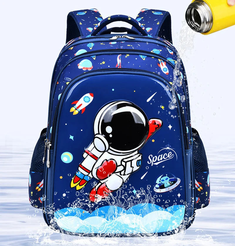 Children's Shoulder Bag Cartoon 3D Stereoscopic Astronaut Schoolbag Waterproof Kid Backpack Little Boy Dream Elementary School