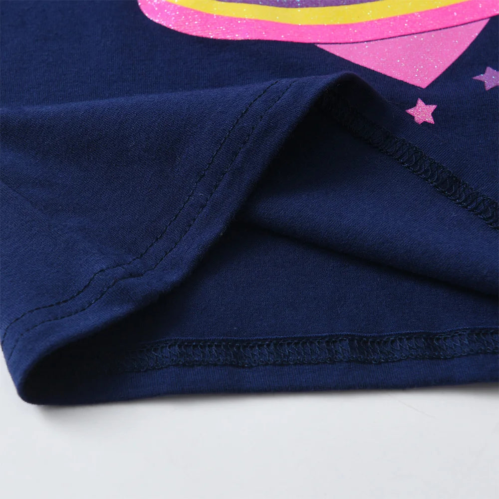 VIKITA Girls Summer Clothing Sets Kids Flare Sleeve Heart Cotton Tops Tees and Rainbow Mesh Tulle Skirts 2 Pcs Children Clothes