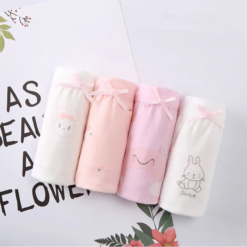 4 Pcs/Lot Girls Underwear Soft Cotton Panties Girls Teens Underpants Baby Girl Kids Children's Triangle Shorts 3-16 Years Old