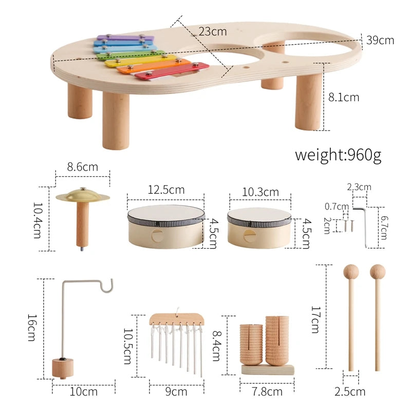 Baby Educational Toys Wooden Aeolian Bells Montessori Children's Musical Toys Xylophone Newborn Birthday Gifts Music Table Toys