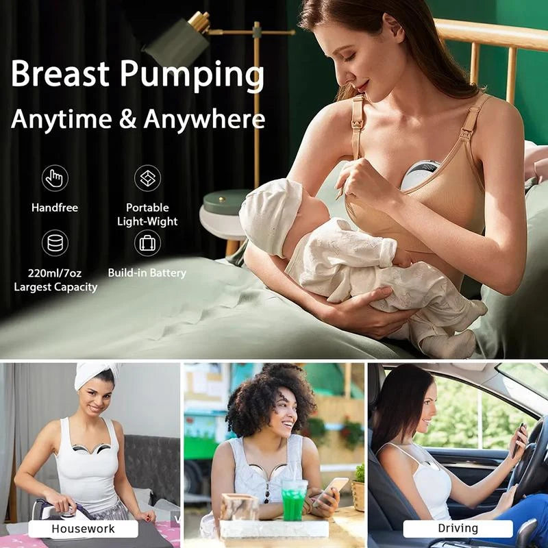 Electric Wearable Breast Milk Pump Machine Handsfree BPAFree USB Charge Painless Wireless Invisible Shelly Breast Milk Extractor