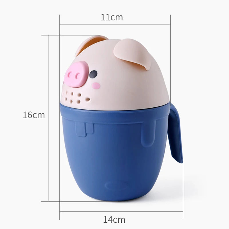 Cute Baby Shampoo Rinse Cup Baby Piggy Cartoon Bath Rinser Pail to Wash Hair and Wash Out Shampoo by Protecting Infant Eyes
