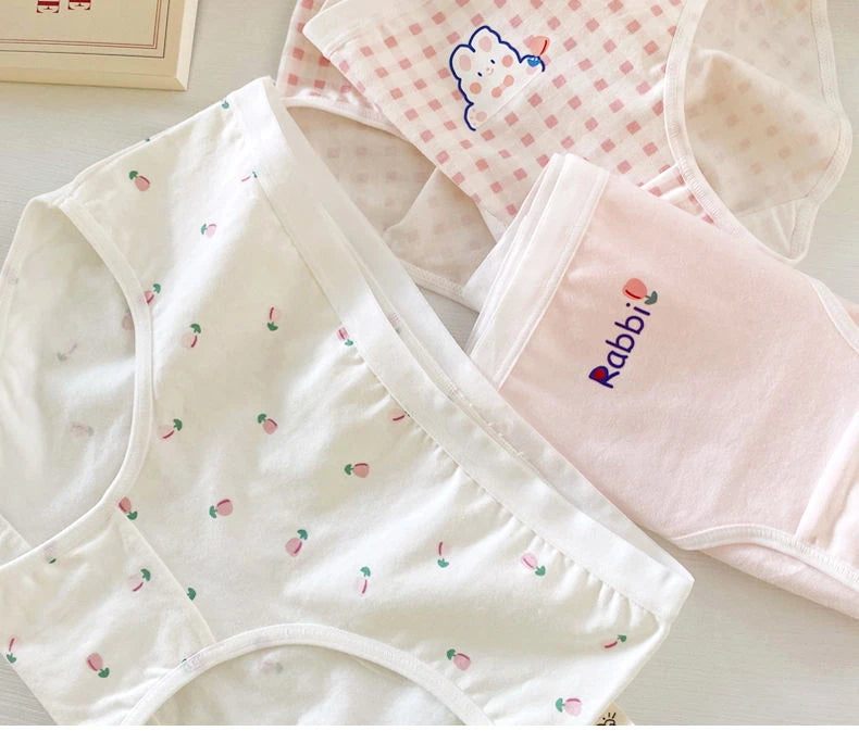 5PCS Kid Cotton Cartoon Antibacterial Panties Girls Thin Breathable Soft Briefs 3+y Young Child Underwears Toddler Cute Knickers