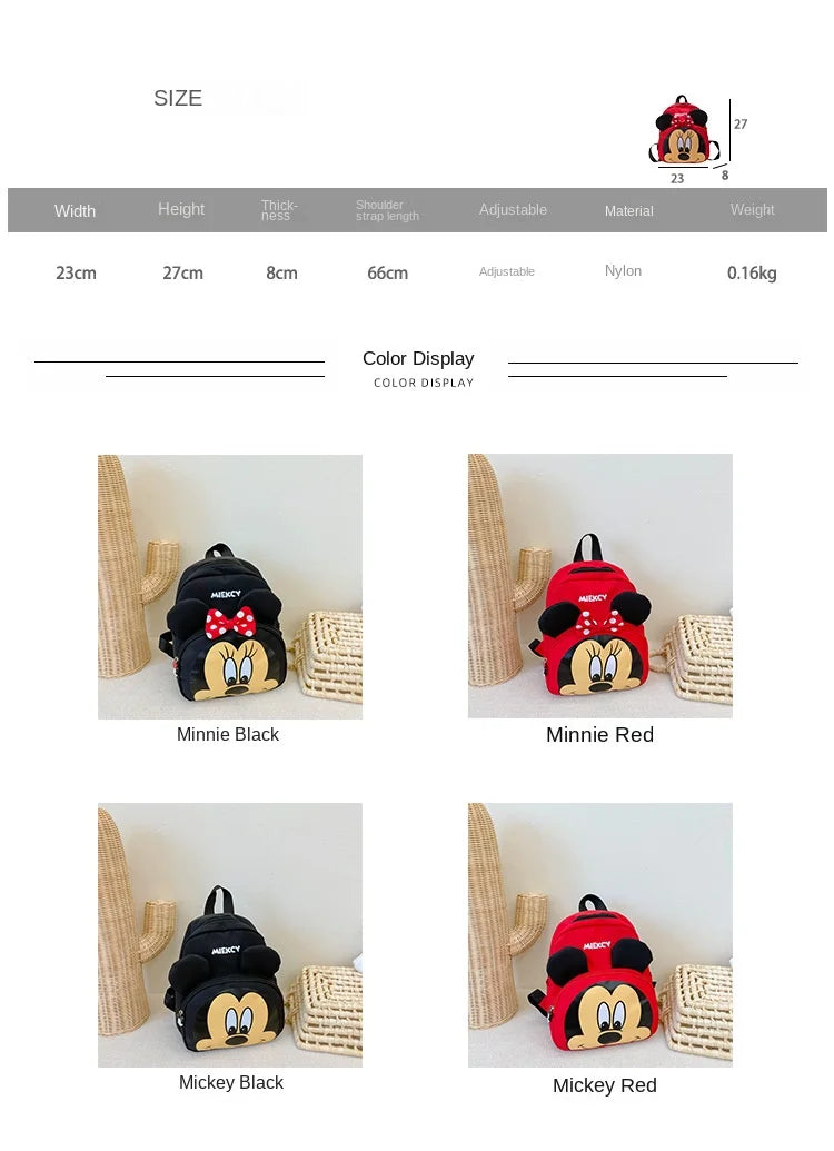Disney Mickey and Minnie New Children's Backpack Cartoon Cute Boys and Girls Schoolbag Mini Fashion Trend Children's Backpack