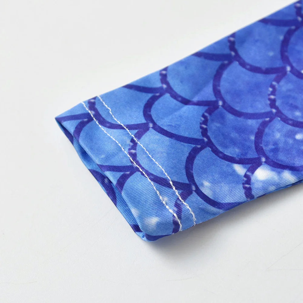 VIKITA Girls Mermaid Print Princess Dress Girl Cake Layered Performance Tutu Dresses Kids Long Sleeve Autumn Winter Party Dress