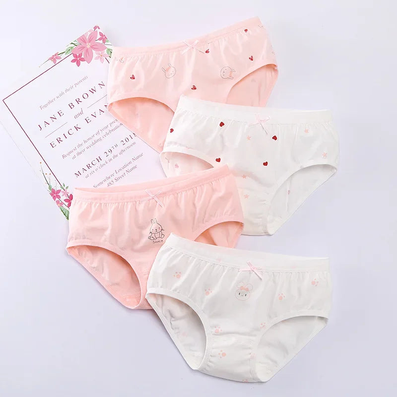 4 Pcs/Lot Girls Underwear Soft Cotton Panties Girls Teens Underpants Baby Girl Kids Children's Triangle Shorts 3-16 Years Old