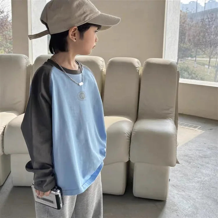 Loose Top with Children's Letters Kids Clothes Boys Elementary Student Men's T-shirt Wear 2025 New Clothing Korean Boy Child Tee