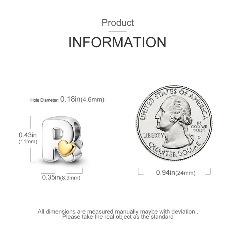 925 Sterling Silver DIY Alphabet Charms Beads LOVE Heart Letter Fit Original Bracelet Bangle Necklace Jewelry Marking Gift