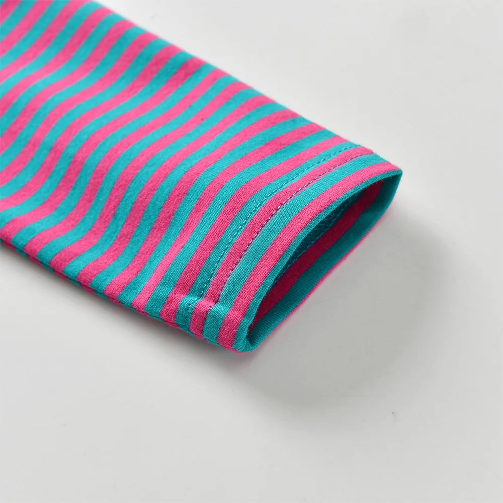 VIKITA Girls New Year Christmas Xmas Striped T Shirts Toddlers Snowman Snowflakes Cartoon Appliqued Cotton Casual Tops Tees Gift