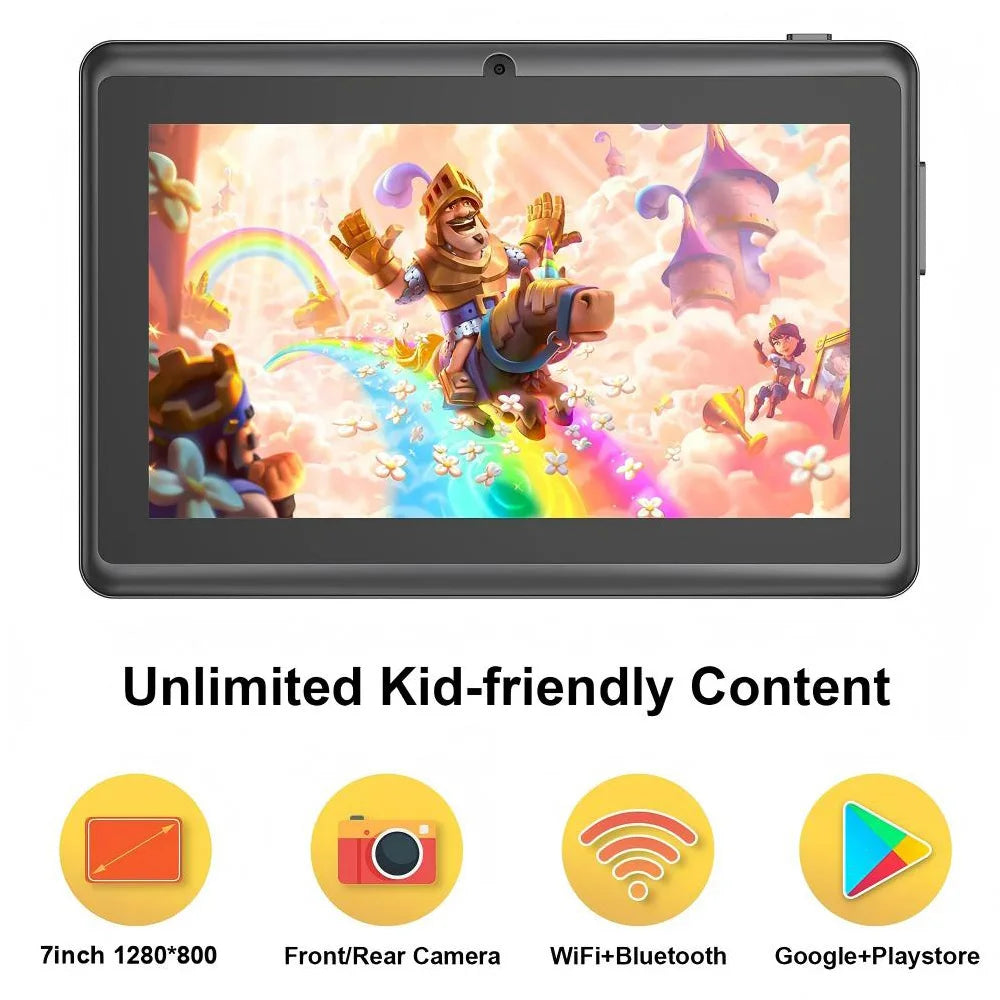 New 5G WIFI 7-inch Children's Tablet 4GB+64GB ROM Mini Pad Quad Core Dual Cameras Kids-Proof protective Case Tablets Android 13
