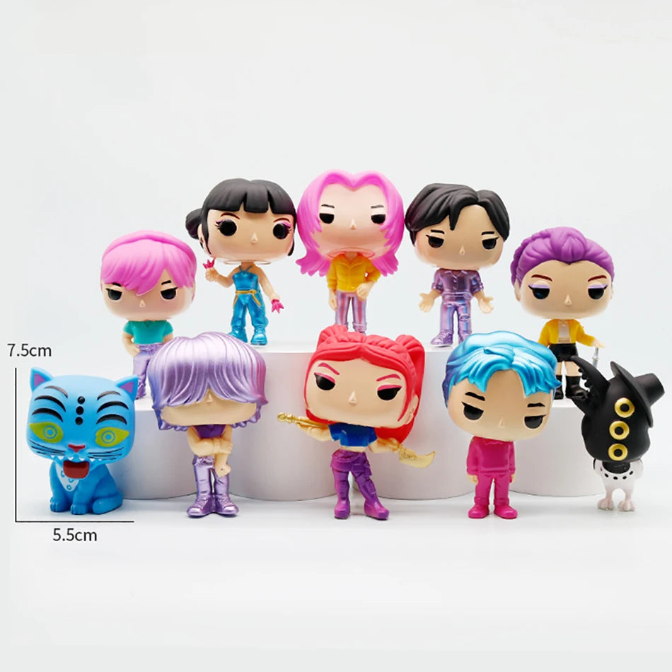 5-18pcs/Set Kpop Demon Hunters Action Figure Toy Derpys Tiger Rumi Mira Zoey Sussy Figurine Doll For Fans Gift Birthday Gifts