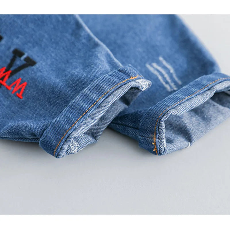 Infant Sports Jeans Spring Autumn Baby Clothes Fashion Children Cotton Pants One Piece Toddler Casual Costume Kids Sportswear