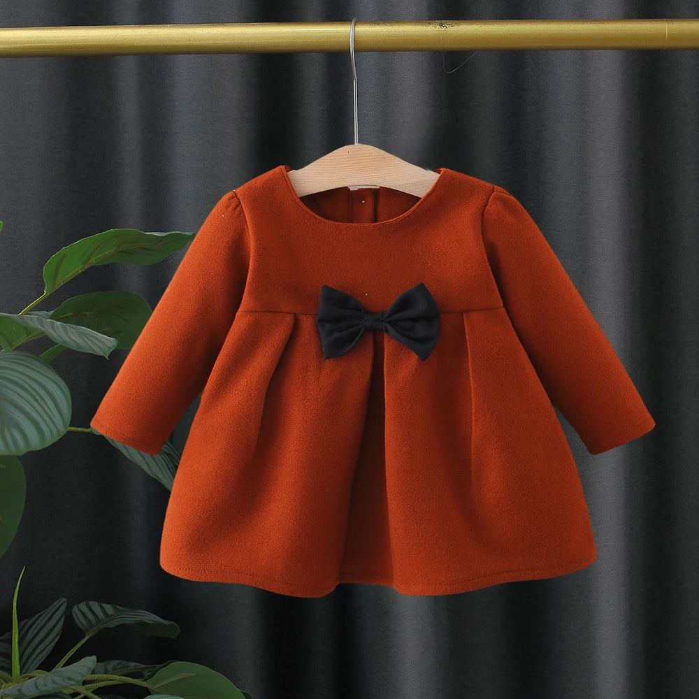(6 Months -3 Years Old) New Korean Style Baby Girl Coat For Autumn And Winter, Sweet Bow Children'S Long Sleeved Clothes