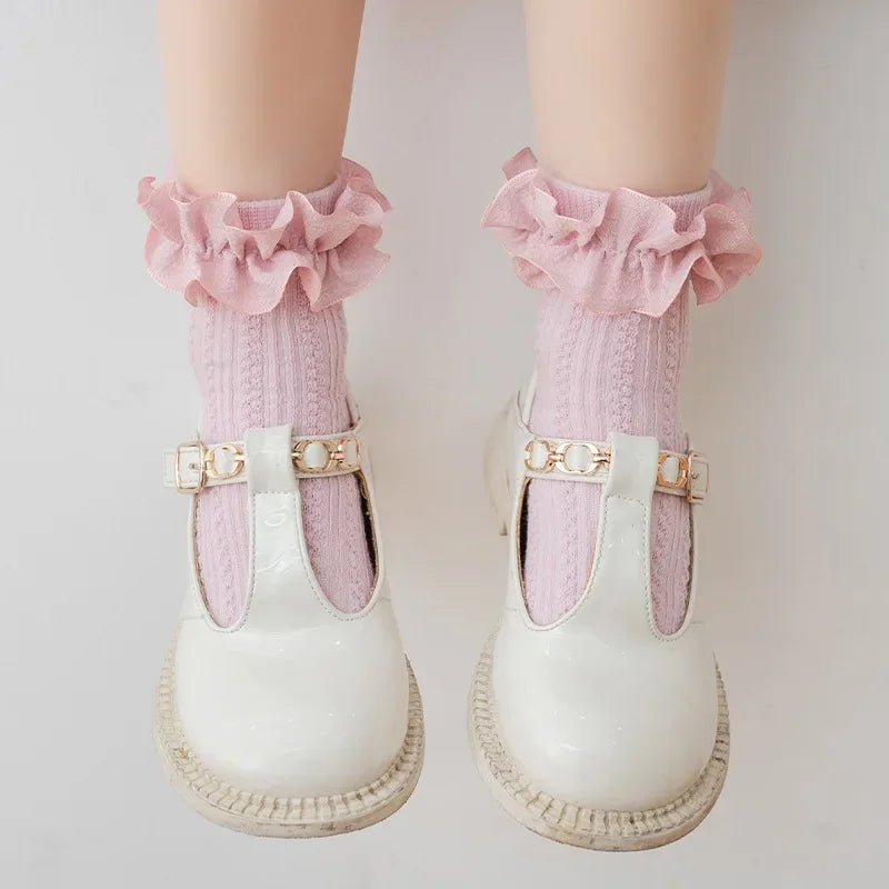 1/3/5/7Pairs/lot Cotton Lace Ruffle Princess Breathable Socks Children Ankle Short Sock White Pink Purple Baby Girl Kids Toddler