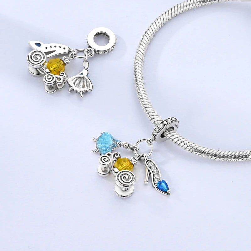 925 Sterling Silver Original Pink Ballet Shoes Charms Ballet Dancer Pendants For Women DIY Bead Fit Original Bracelet Necklace