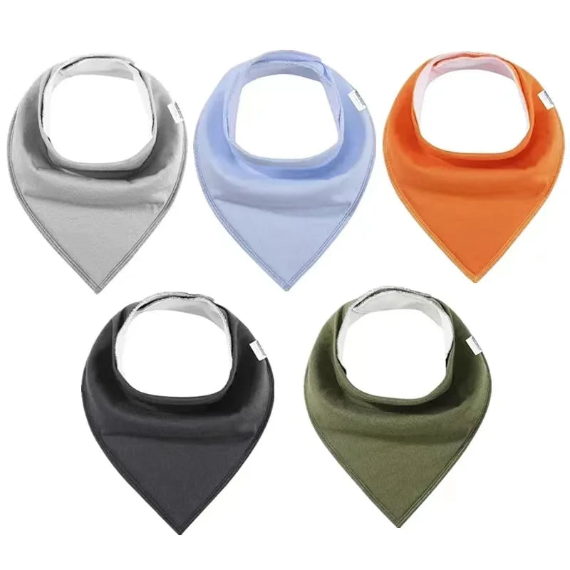 0-2Years Newborn Bibs Solid 5Pcs 8Pcs Baby Feeding Drool Bibs Saliva Towel Triangle Scarf Soft Cotton Adjustable Snap Button