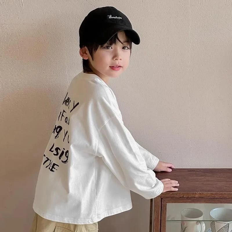 Cotton Boys T Shirt 2025 Kids Clothes Boy Children's Clothing T-shirts Oversized T-shirt Top 7 8 Years Year Old Child Tee Korean