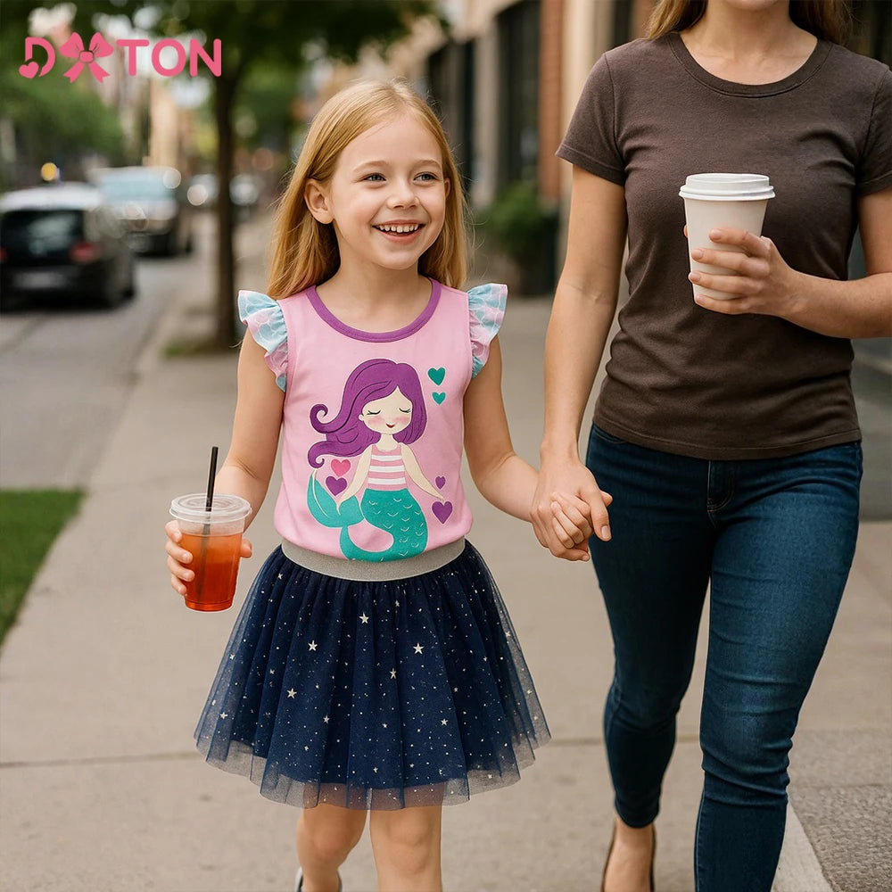 DXTON Baby Girls Daily Skirts Star Blingbling Sequin Gradient Tulle Knee-Length Girls Toddler MiniSkirts Children Casual Costume