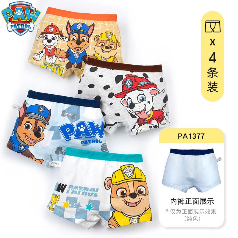 100% Genuine Paw Patrol 4PCS/LOT Cotton Boxers Panties Cartoon Printed Kids Underwear Children's Underpants Shorts Panties 2-8Y