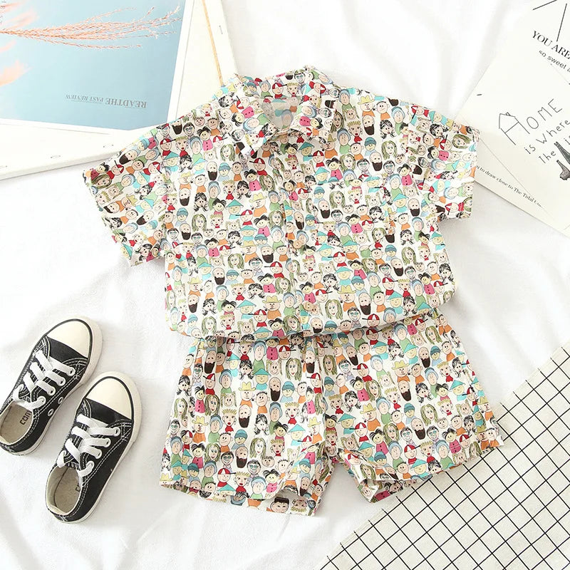 New Summer Baby Clothes Suit Children Boys Fashion Cartoon Shirt Shorts 2Pcs/Sets Toddler Casual Sports Costume Kids Tracksuits