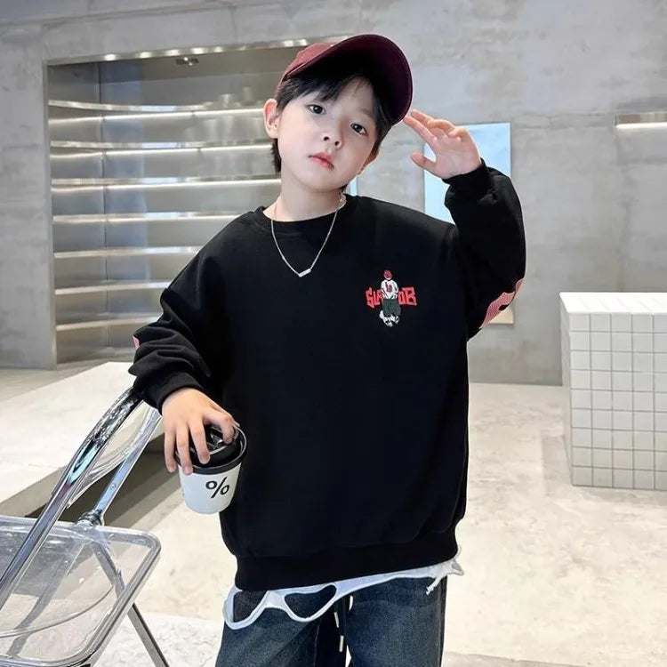 Boys' Medium-Large 2025 New No Hood Spring/Autumn Trendy Stylish Cool Kids Sweatshirt for Spring