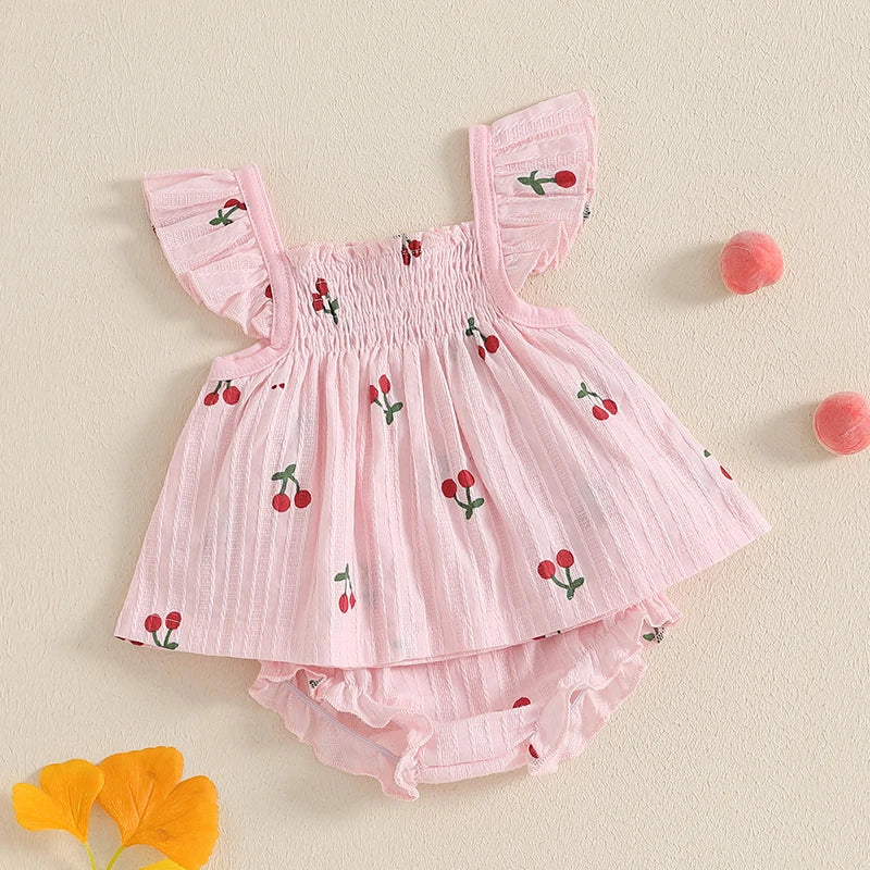 Toddler Girl Floral Print Ruffle Sleeve Top and Shorts Set Elastic Waistband Summer Outfit 2 Piece Baby Girl Clothes