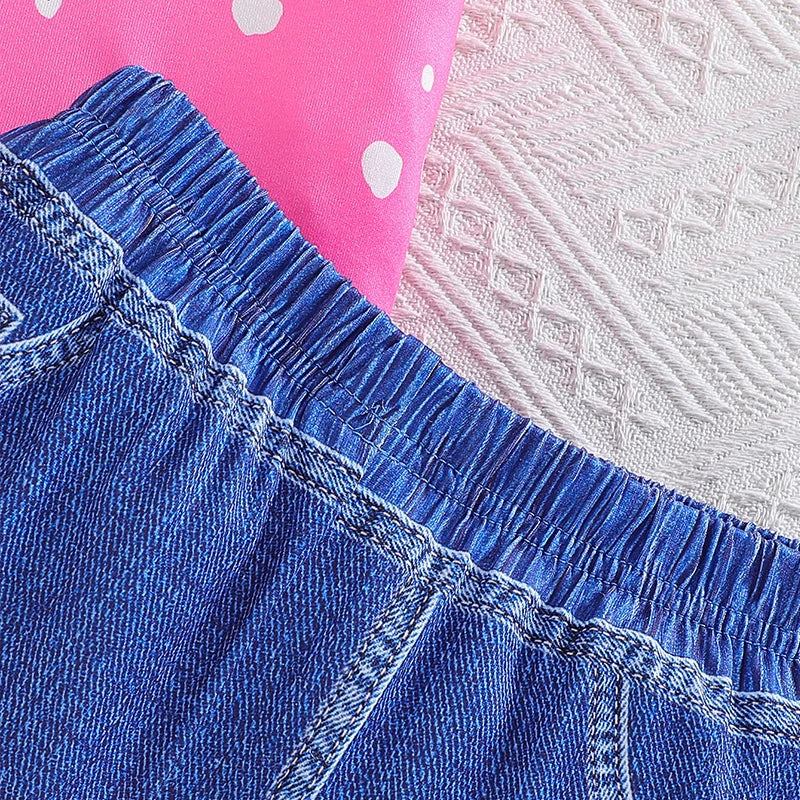 Baby Girls Clothing Set Summer New Kids Leopard Print Short Sleeve T-Shirt Shorts 2Pc Suit for 4-7Year Children Fashion Outfits