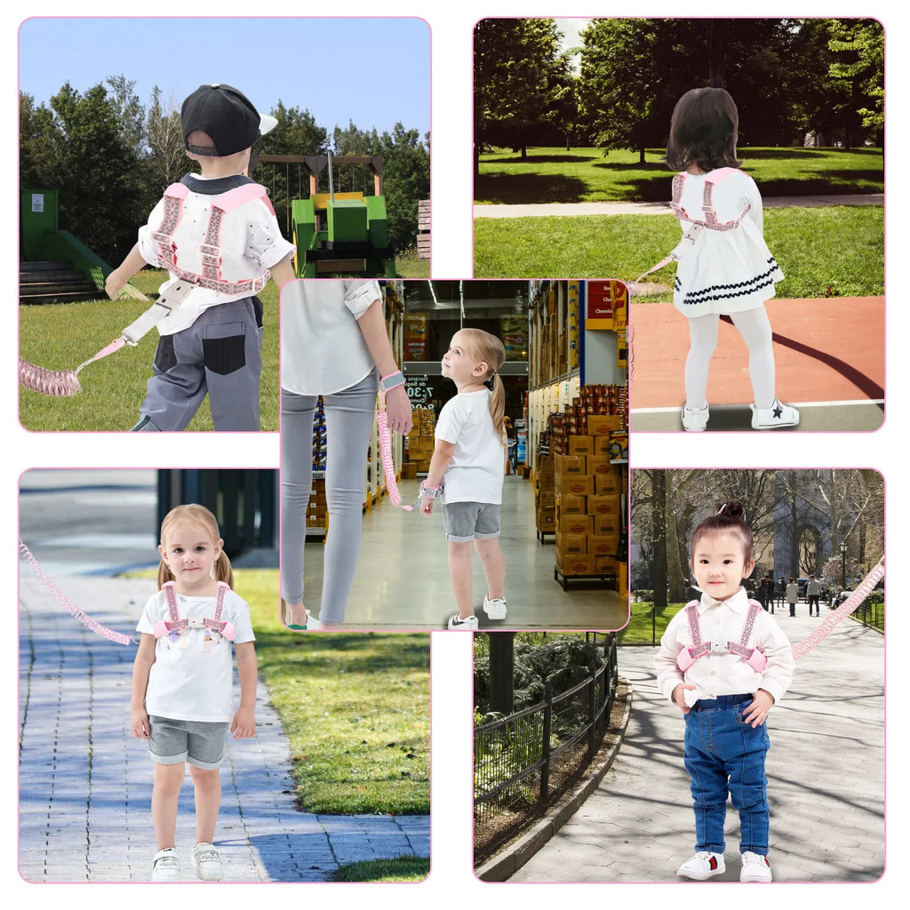 Toddlers Leash Anti Lost Wrist Link Child Kids Safety Harness Kids Walking Wristband Assistant Strap Belt for Girl Pink Gift