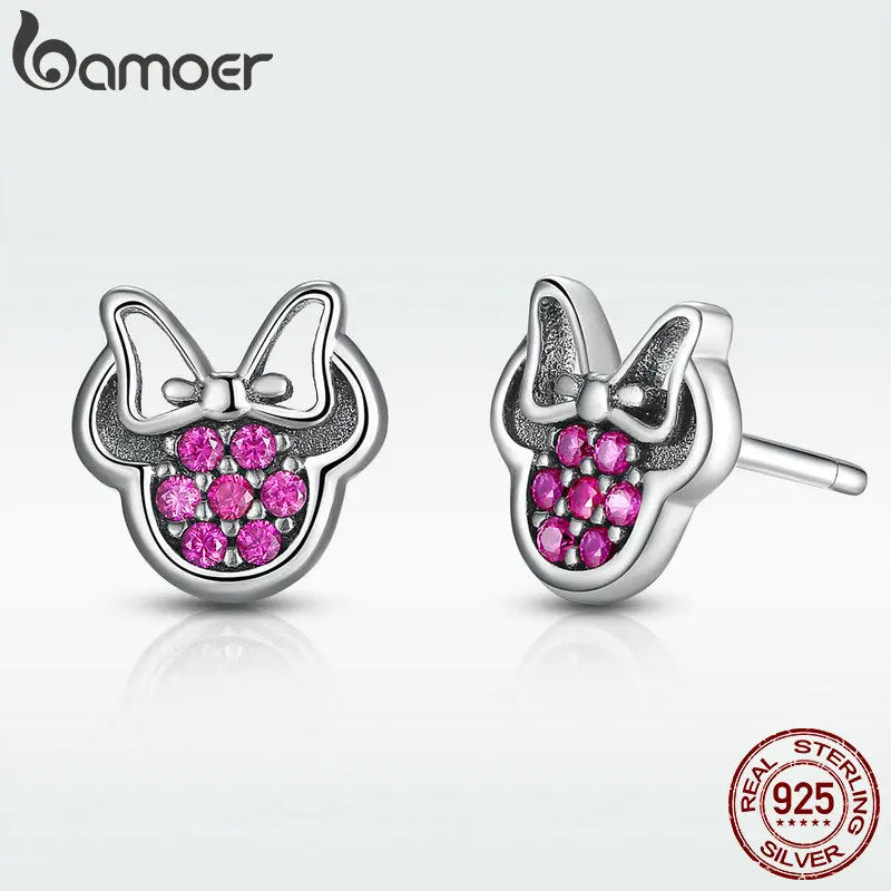 Bamoer 925 Sterling Silver Luxury Girl Earrings Rainbow Butterfy Cute Fancy Funny Ear Stud Original for Women Party Fine Jewelry