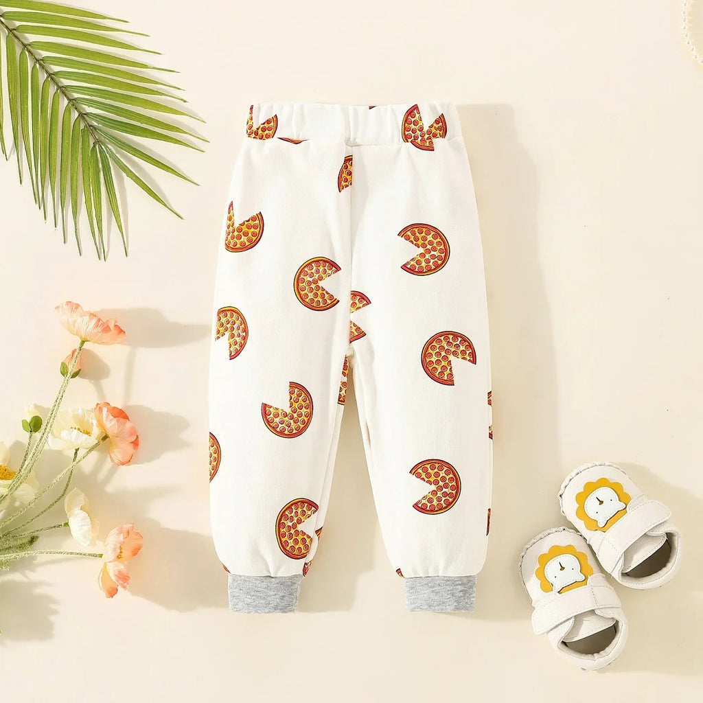 Spring And Summer 2023 Boys And Girls' New Pizza Graffiti Baby Sports Pants Are Suitable For Boys From 6 Months To 3 Years Old