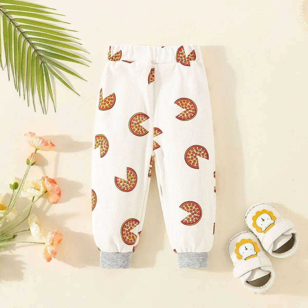 Spring And Summer 2023 Boys And Girls' New Pizza Graffiti Baby Sports Pants Are Suitable For Boys From 6 Months To 3 Years Old