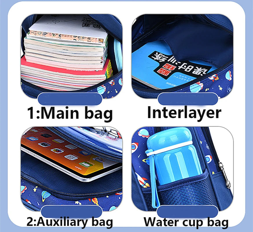 Children's Shoulder Bag Cartoon 3D Stereoscopic Astronaut Schoolbag Waterproof Kid Backpack Little Boy Dream Elementary School