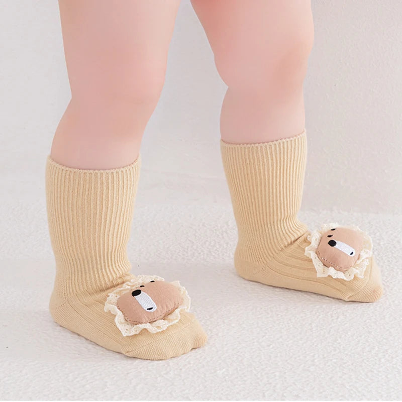 3/5 Pairs Baby Non Slip Floor Socks Cute Cartoon Design Anti slip Socks For Newborn Indoor Activities Toddler Socks Accessories