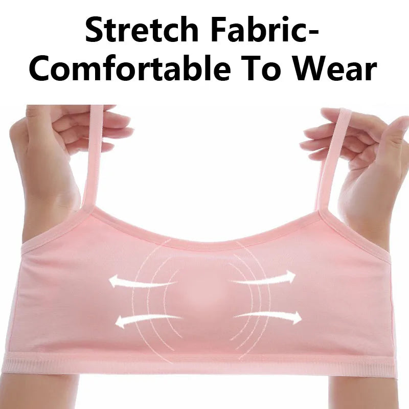 1/4 Sets Cotton Girls Underwear Set Teenage Girls Training Bras and Panties Suit Solid Wireless Fixed Pad Bra with Briefs Set