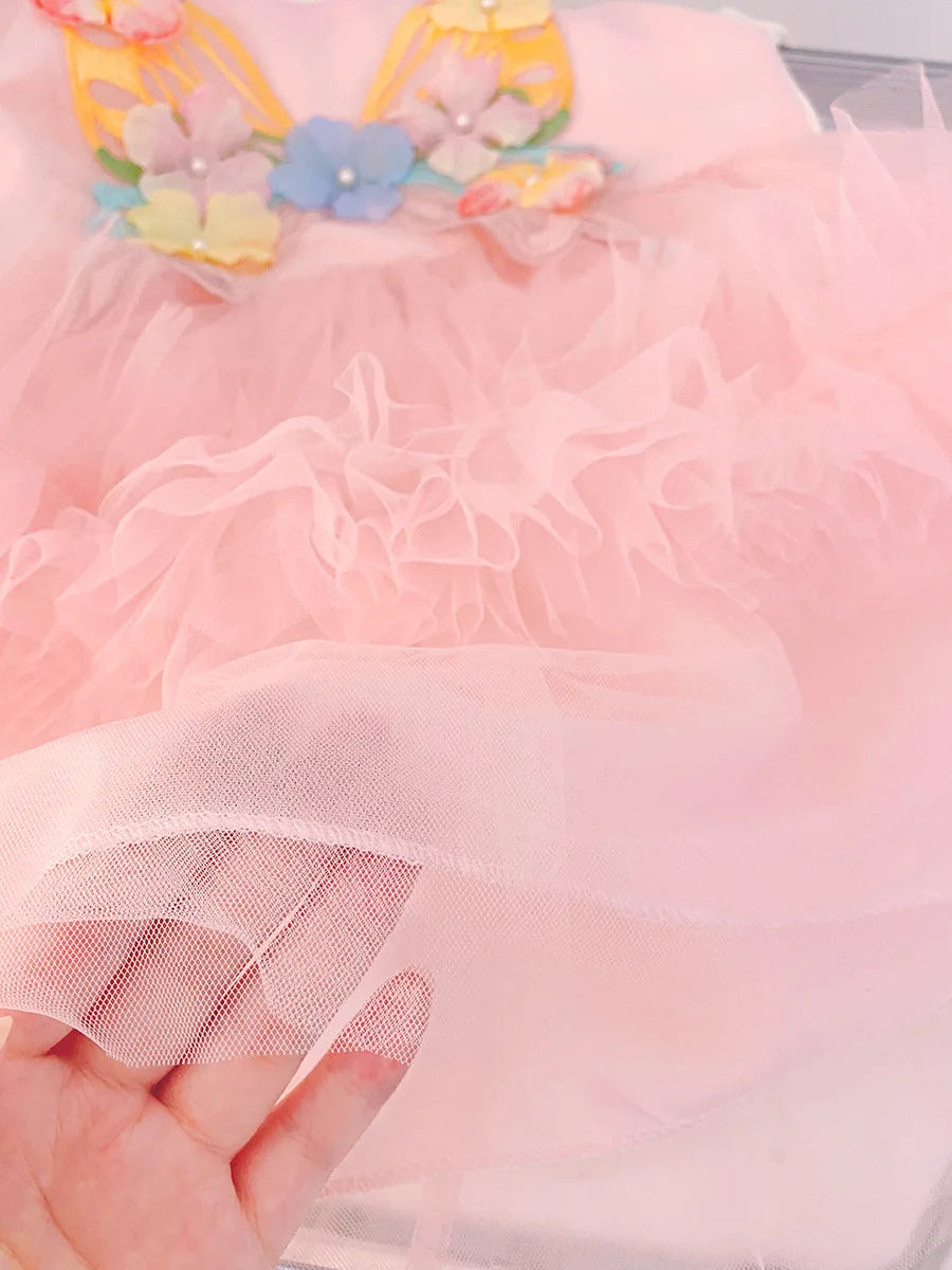 Spring And Autumn New Baby Girl Princess Dress, Sweet Flower Butterfly Children'S Long Sleeve Clothes For Babies Aged 0-3 Years