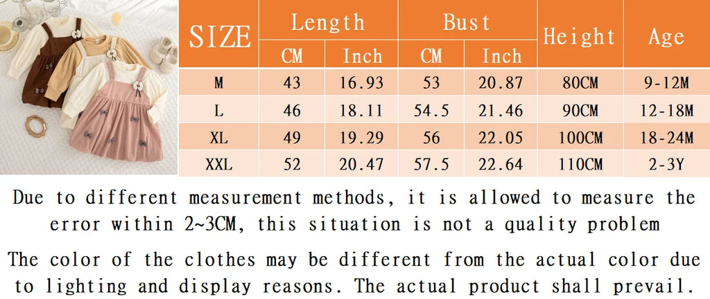 Spring And Autumn New Korean Style Baby Girl Dress, Sweet Bow Children'S Long Sleeved Clothes For Babies Aged 9 Months - 3 Years