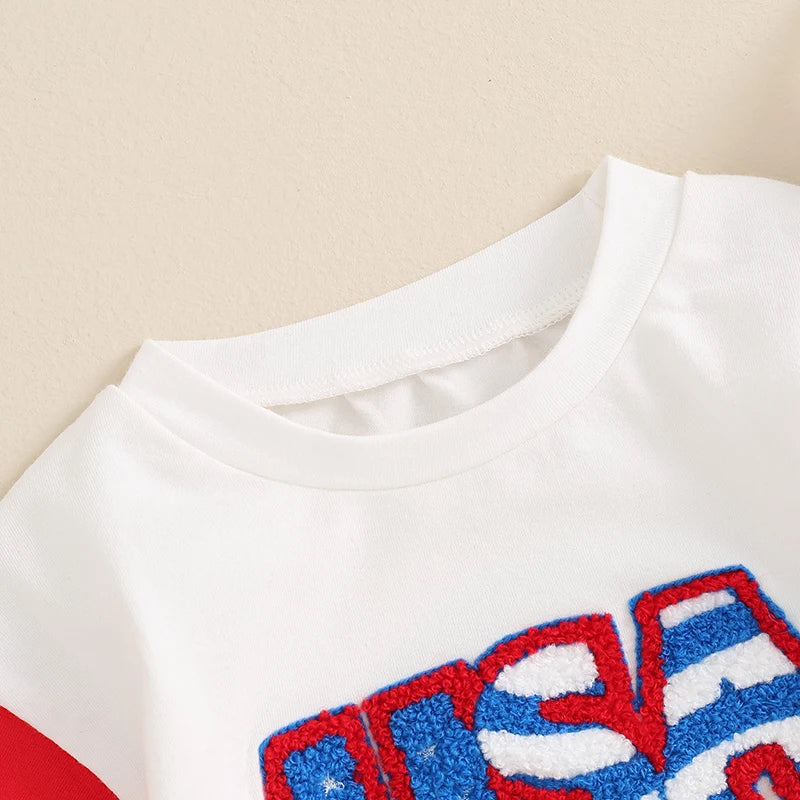 Infant Unisex Romper Sleeveless Round Neck Printed Stars and Stripes Jumpsuit for Memorial Day Celebration