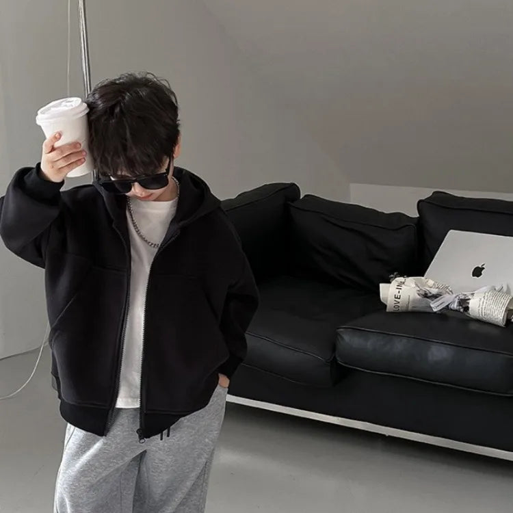 2025 New Boys' Toddler Autumn Spring Stylish Fashionable Hooded Hoodie Jacket - Cute Baby Kids Outerwear Top