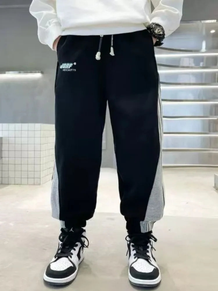 Knit Sport Pants for Boys' Autumn/Winter Casual Wear, Cuffed Joggers, Boys' Sweatpants, Boys' Athletic Pants