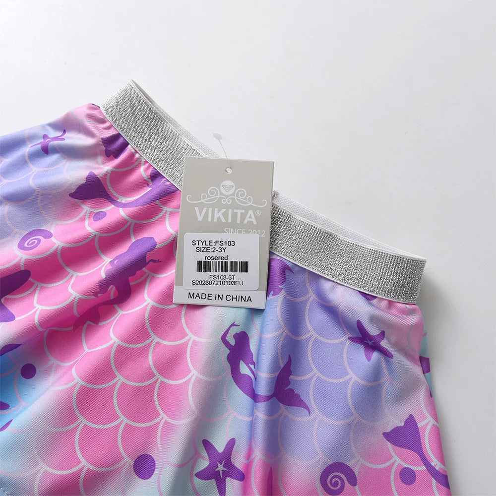 VIKITA Girls Pink Leggings Kids Fake 2 PCS Pants with Skirts Children Skinny Elastic Pencil Pants Children Slim Bottoms Pants