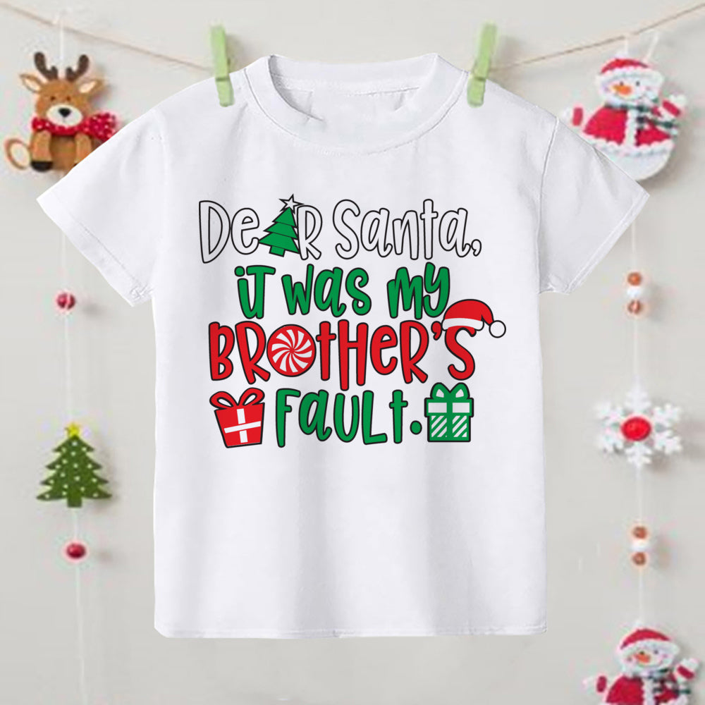 Christmas Children's T-shirt Xmas Party Gift Boys Girls Sibling T Shirt Outfits Clothes Kids T Shirts Cute Short Sleeve Tops Tee
