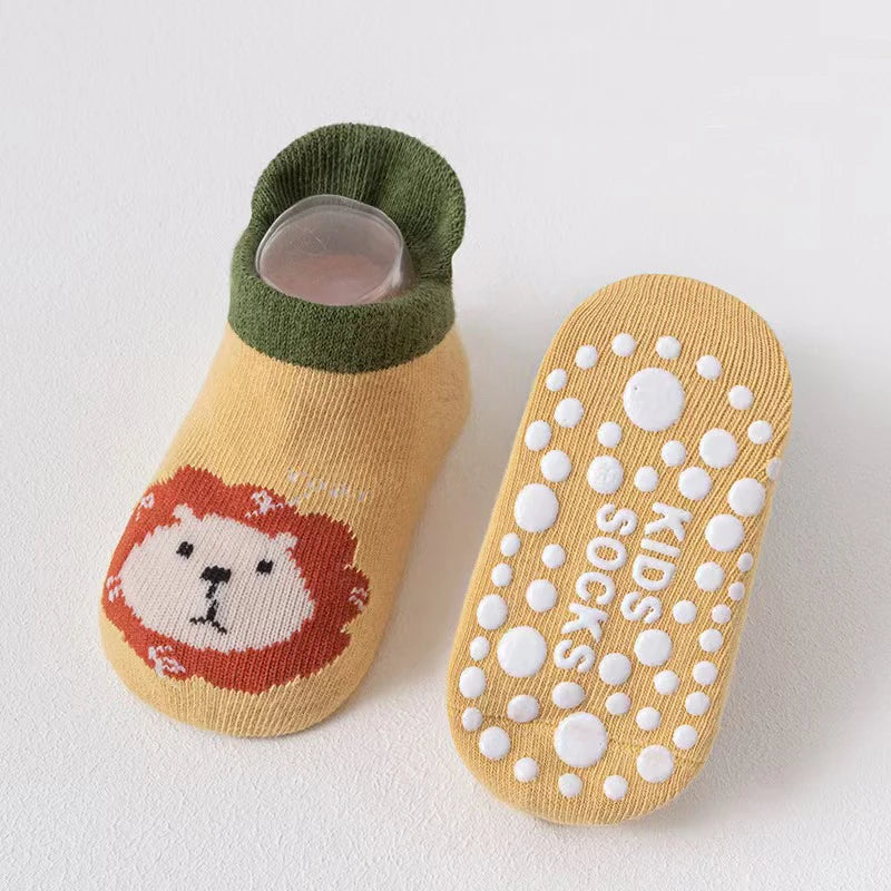 6 Pairs Spring Summer Kids Cotton Socks Children Autumn Cute Cartoon Animal Pattern Comfy Breathable Baby Non-slip Floor Socks