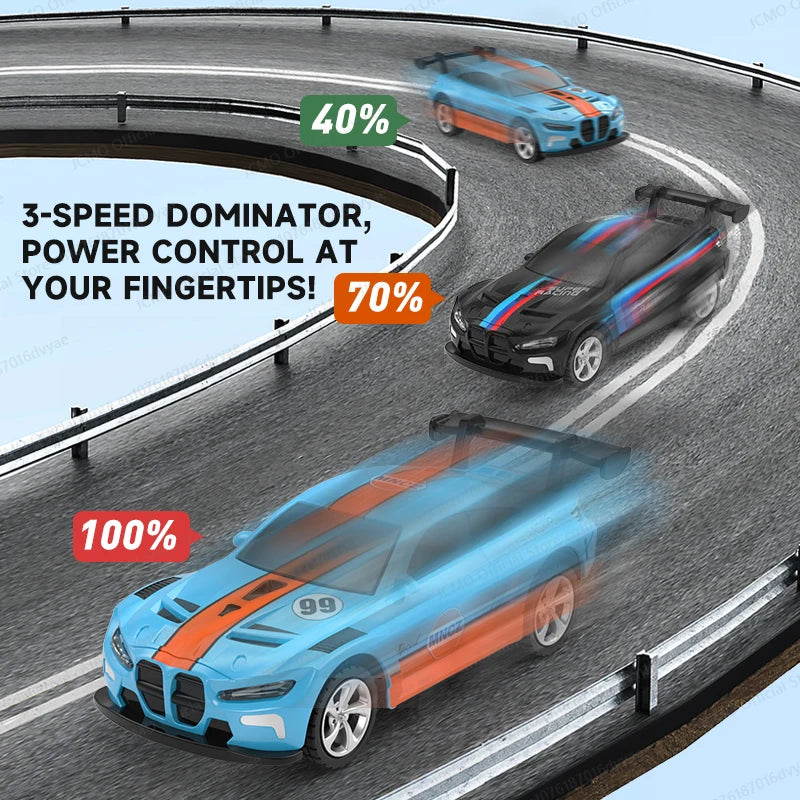 JCMO Racing Car Mini Scale 1:64 Three Speed Adjustment High Speed Mobile Phone Controllable Toy Remote Control Racer For Kids