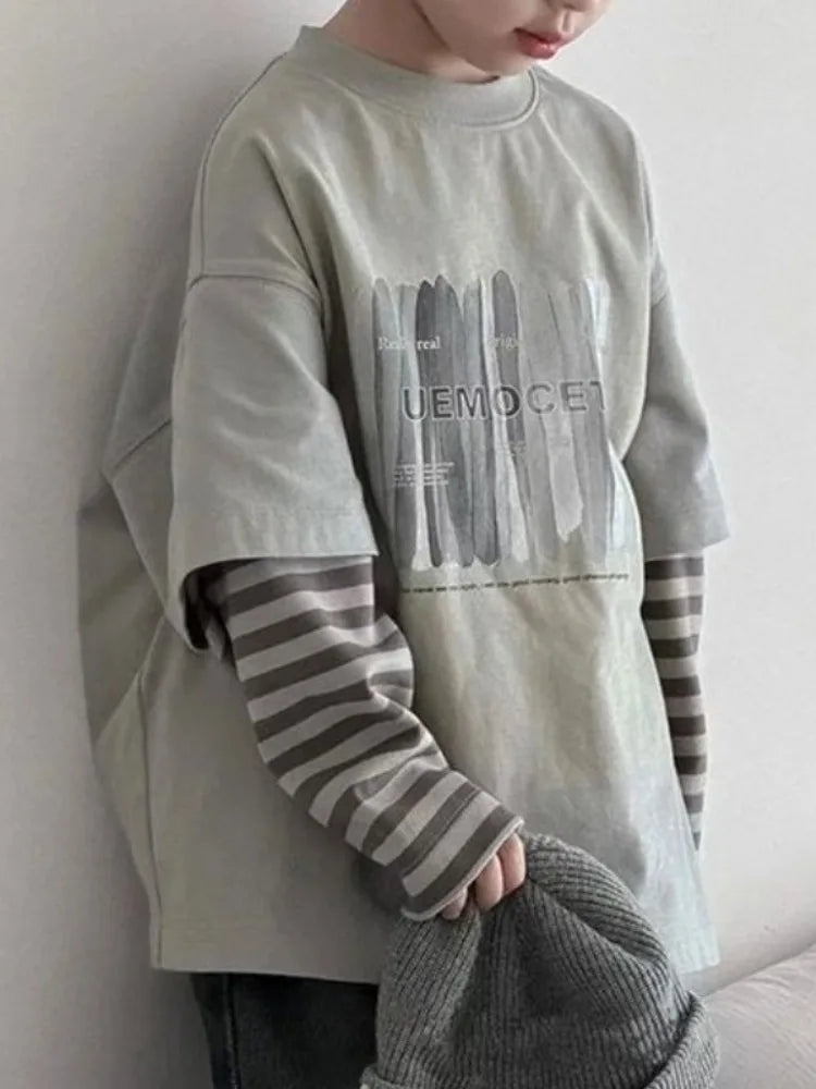 Long Sleeve T-shirt Child Children's Boy's Clothing Tees Cartoon Fashion Clothes for Boys Tee Wear Year Old Kids Top Korean 2025